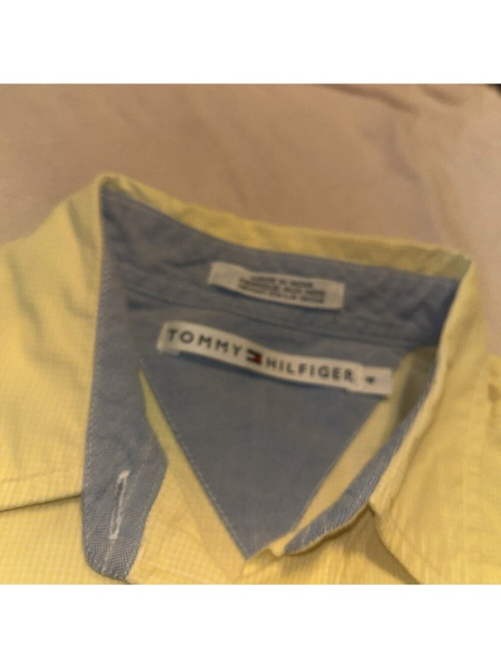 Tommy Hilfiger Womens sz 4 Yellow Cotton Stretch Preppy Button Shirt Short Sleev - Picture 11 of 12